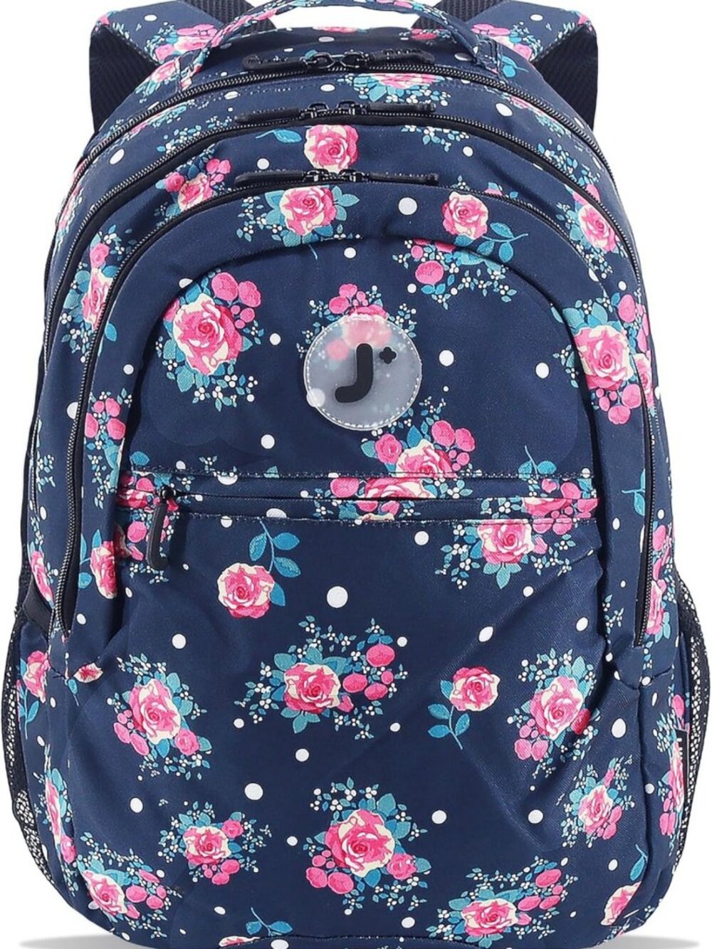Cute High School Backpack for Women | Stylish Navy Rose Bookbag for Teen Girls